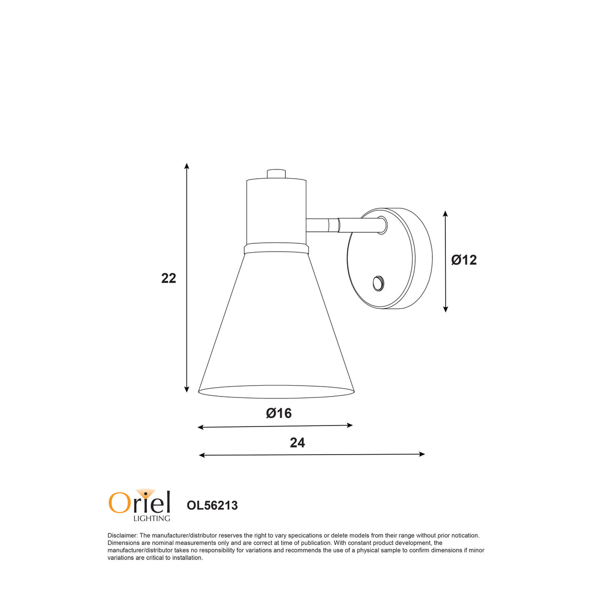 Norbert Black & Satin Brass Adjustable Wall Light With Switch