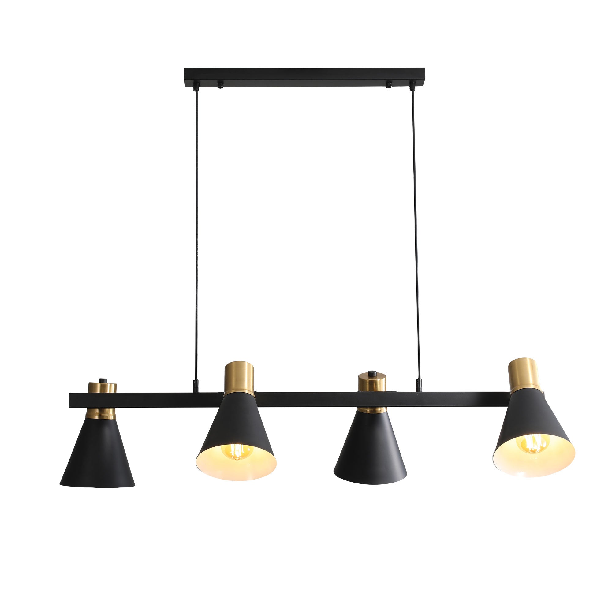 Norbert Black & Satin Brass 4 Light Spotlight Bar Pendant