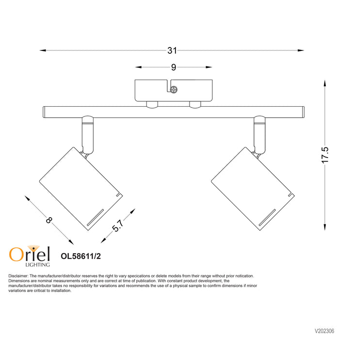Baril Black GU10 2 Light Adjustable Spotlight