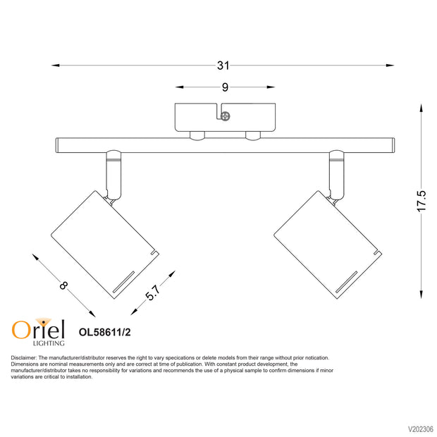 Baril Black GU10 2 Light Adjustable Spotlight