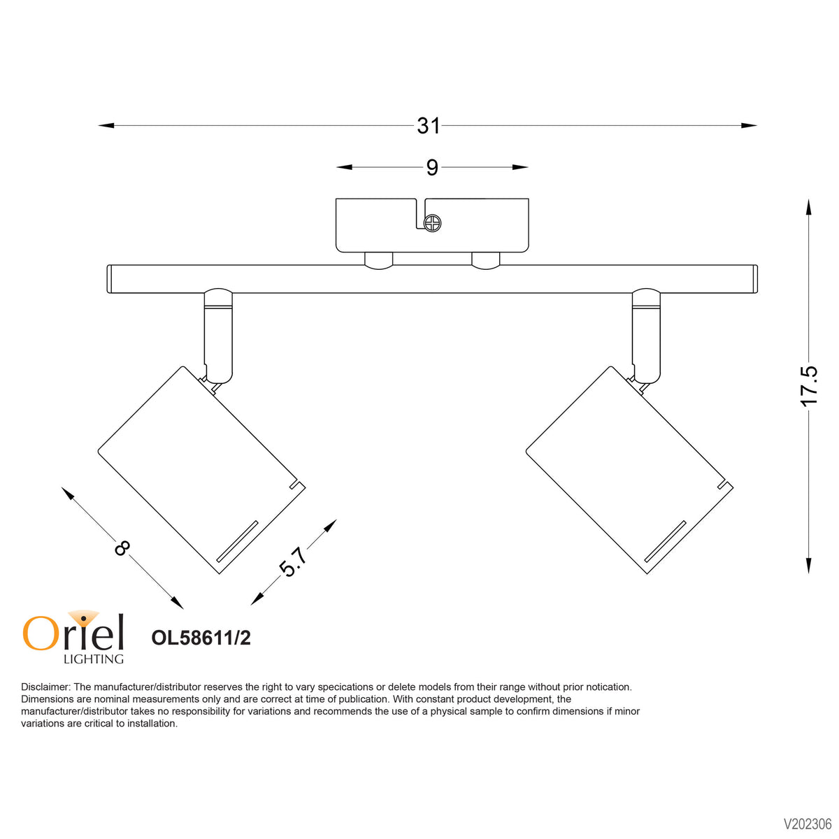 Baril White GU10 2 Light Adjustable Spotlight