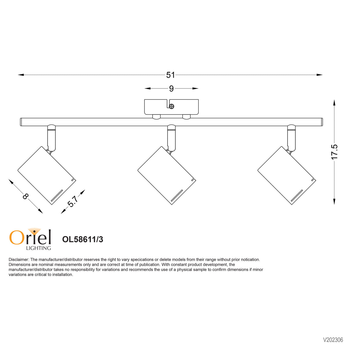 Baril White GU10 3 Light Adjustable Spotlight