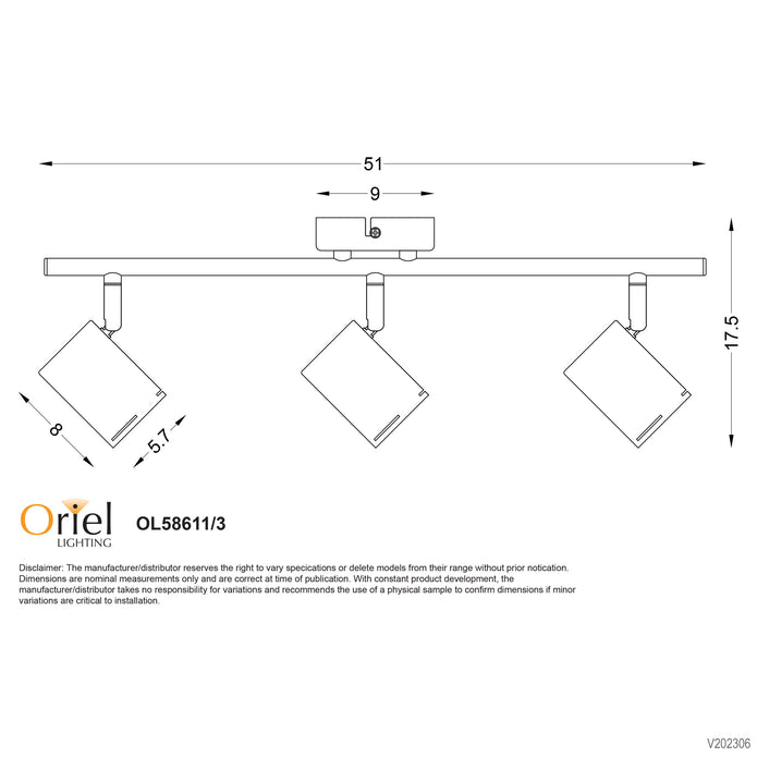 Baril White GU10 3 Light Adjustable Spotlight