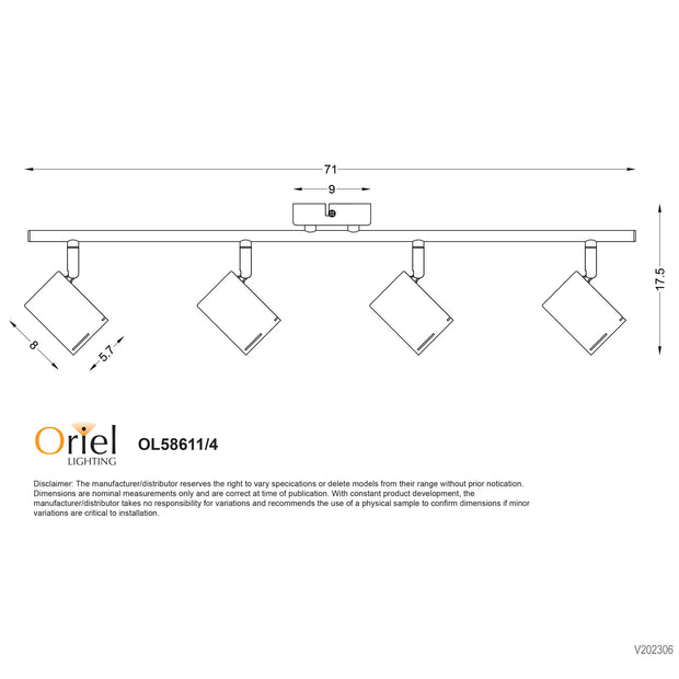 Baril White GU10 4 Light Adjustable Spotlight