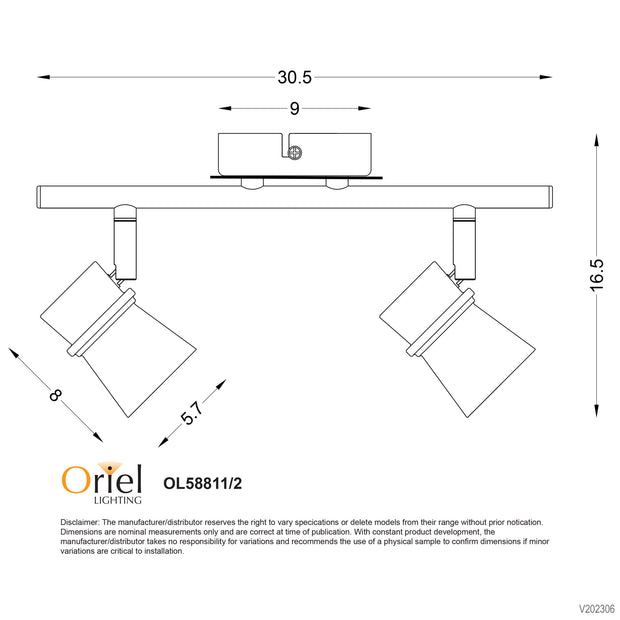 Yarra Black GU10 2 Light Adjustable Spotlight