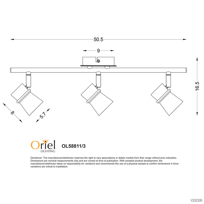 Yarra Black GU10 3 Light Adjustable Spotlight
