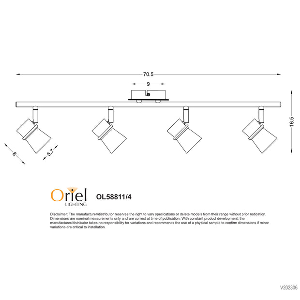 Yarra Black GU10 4 Light Adjustable Spotlight