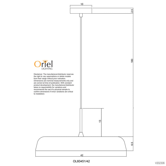 Madison 42 Black & Opal 24W CCT LED Pendant