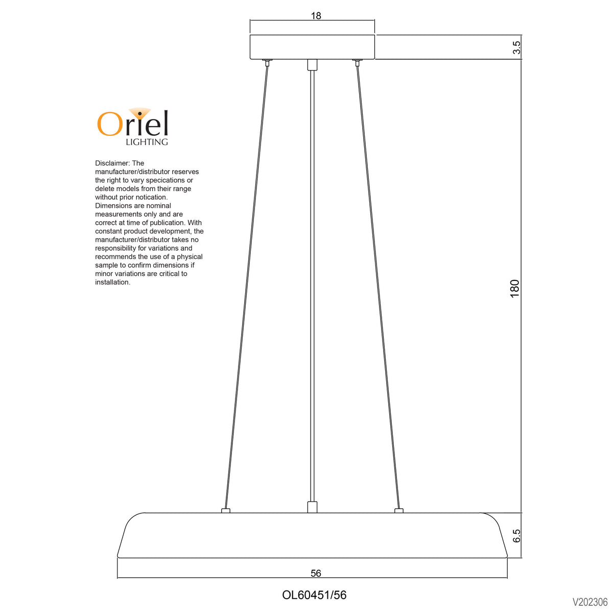 Madison 56 Black & Opal 36W CCT LED Pendant