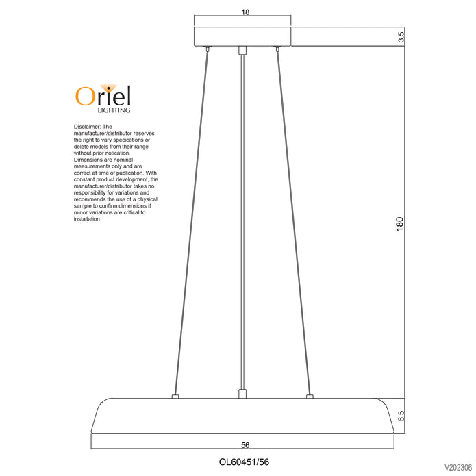 Madison 56 Black & Opal 36W CCT LED Pendant