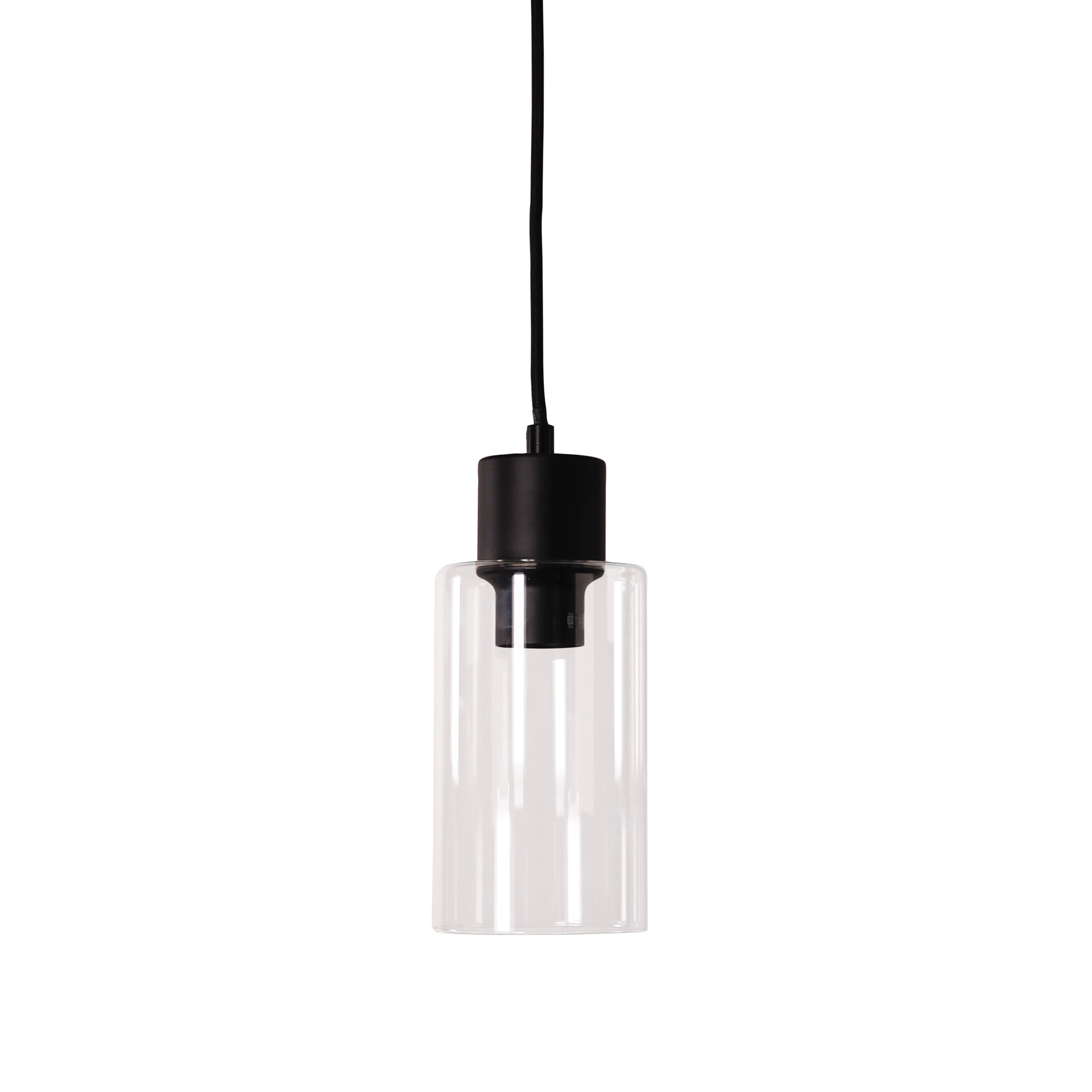 Lisa Black Clear Cylindrical Glass Pendant