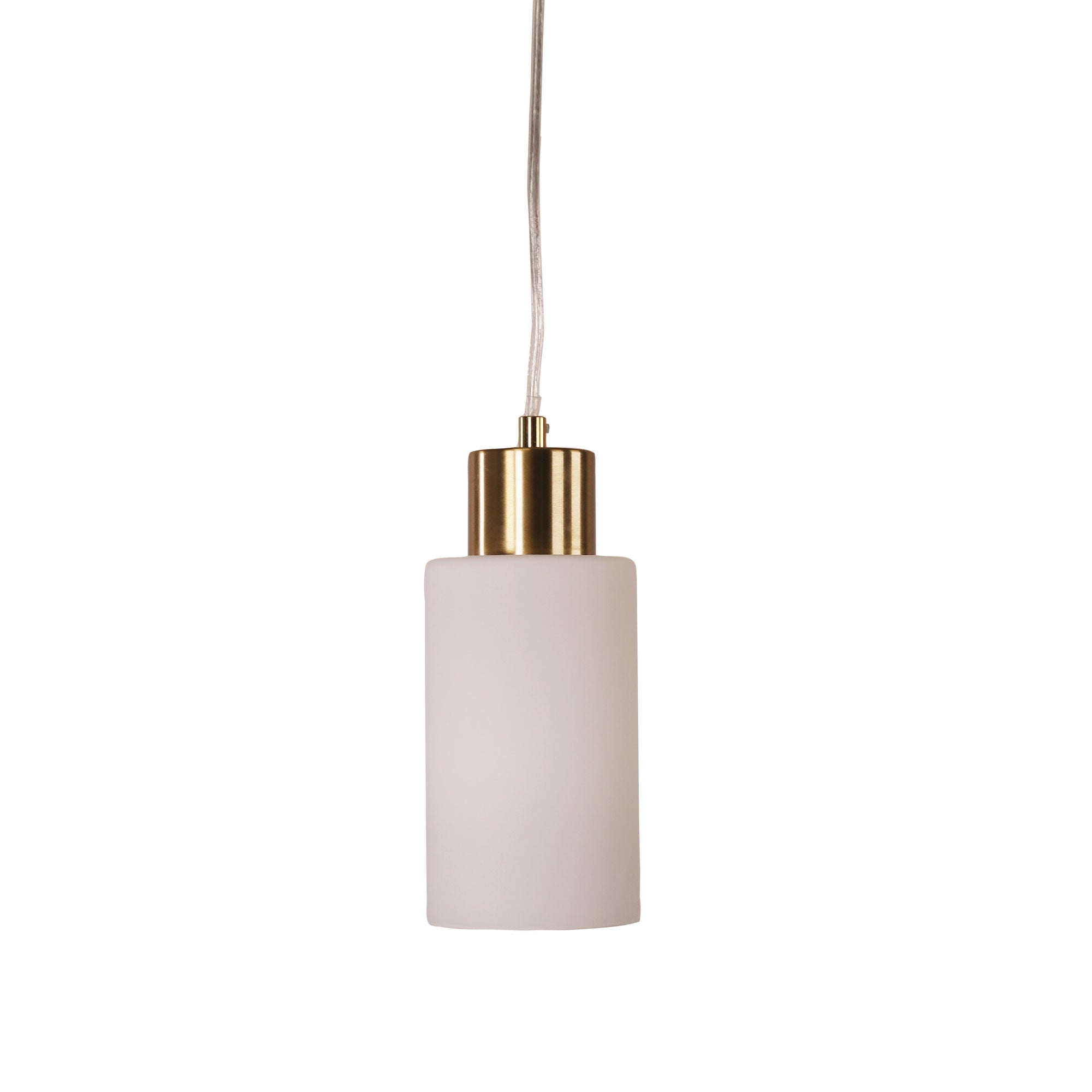 Lisa Satin Brass Opal Cylindrical Glass Pendant