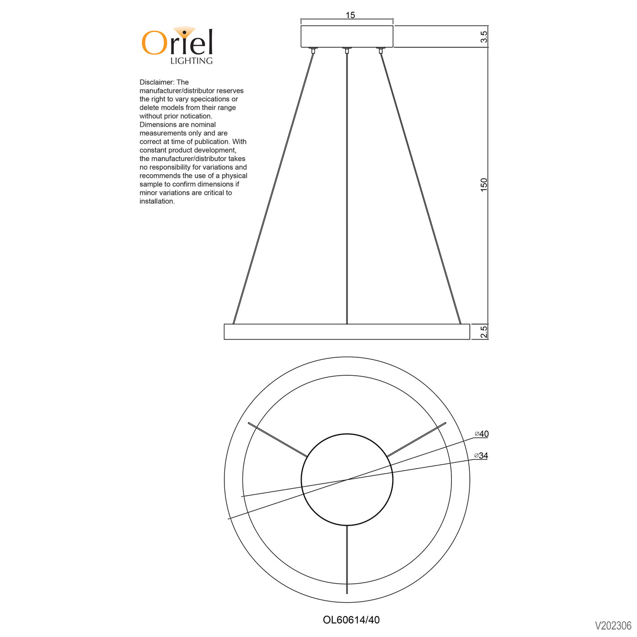 Nebula.40 Black 18W CCT Modern LED Halo Pendant