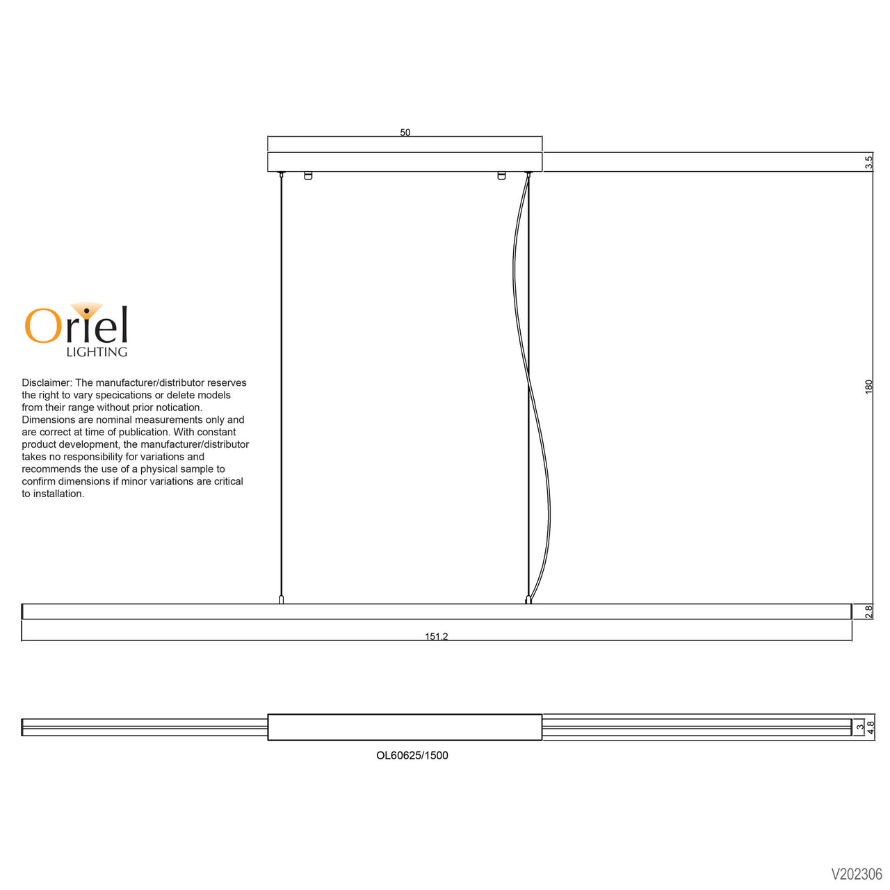Shard White 1500mm CCT Slimline LED Linear Pendant