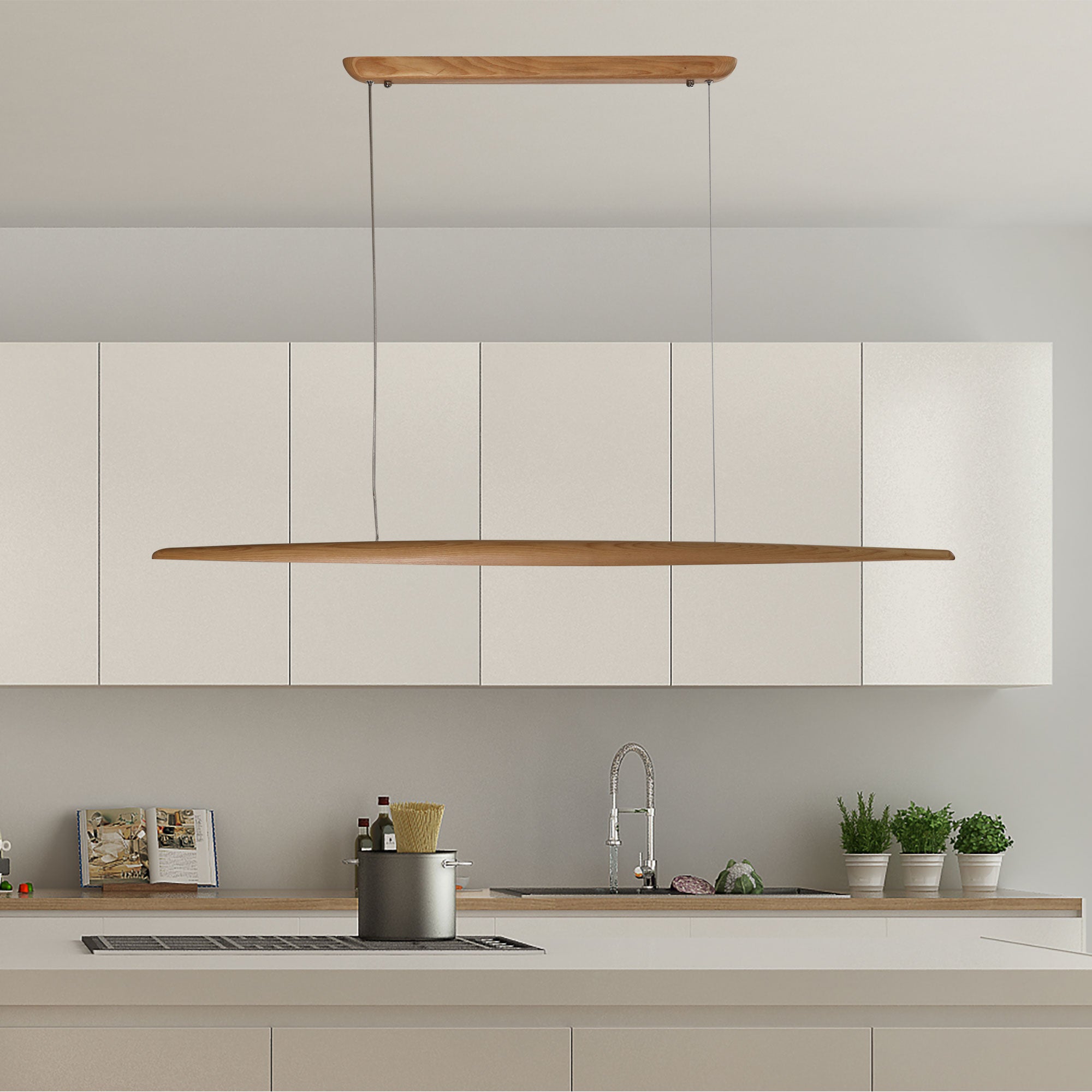 Eastoft Ash Wood 24W CCT Linear LED Pendant