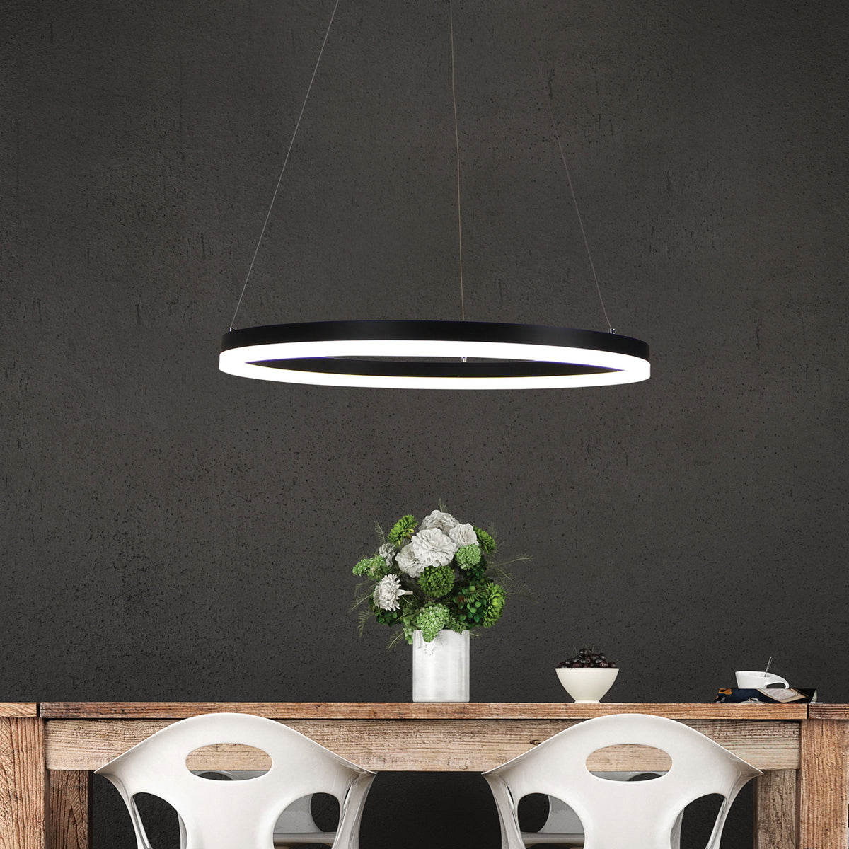 Cronus 60 Black 24W CCT Modern LED Halo Pendant