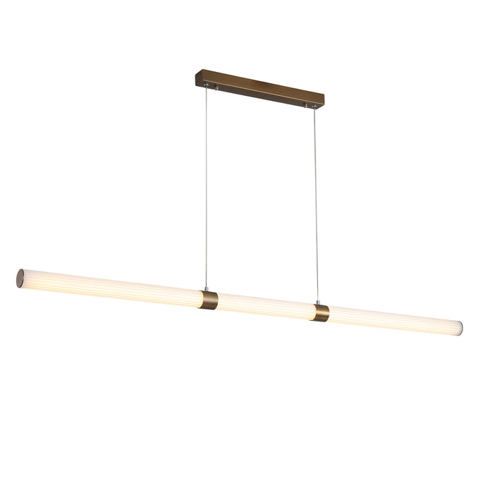Maxwell Bronze & Opal Ribbed Acrylic 30W CCT Linear LED Pendant