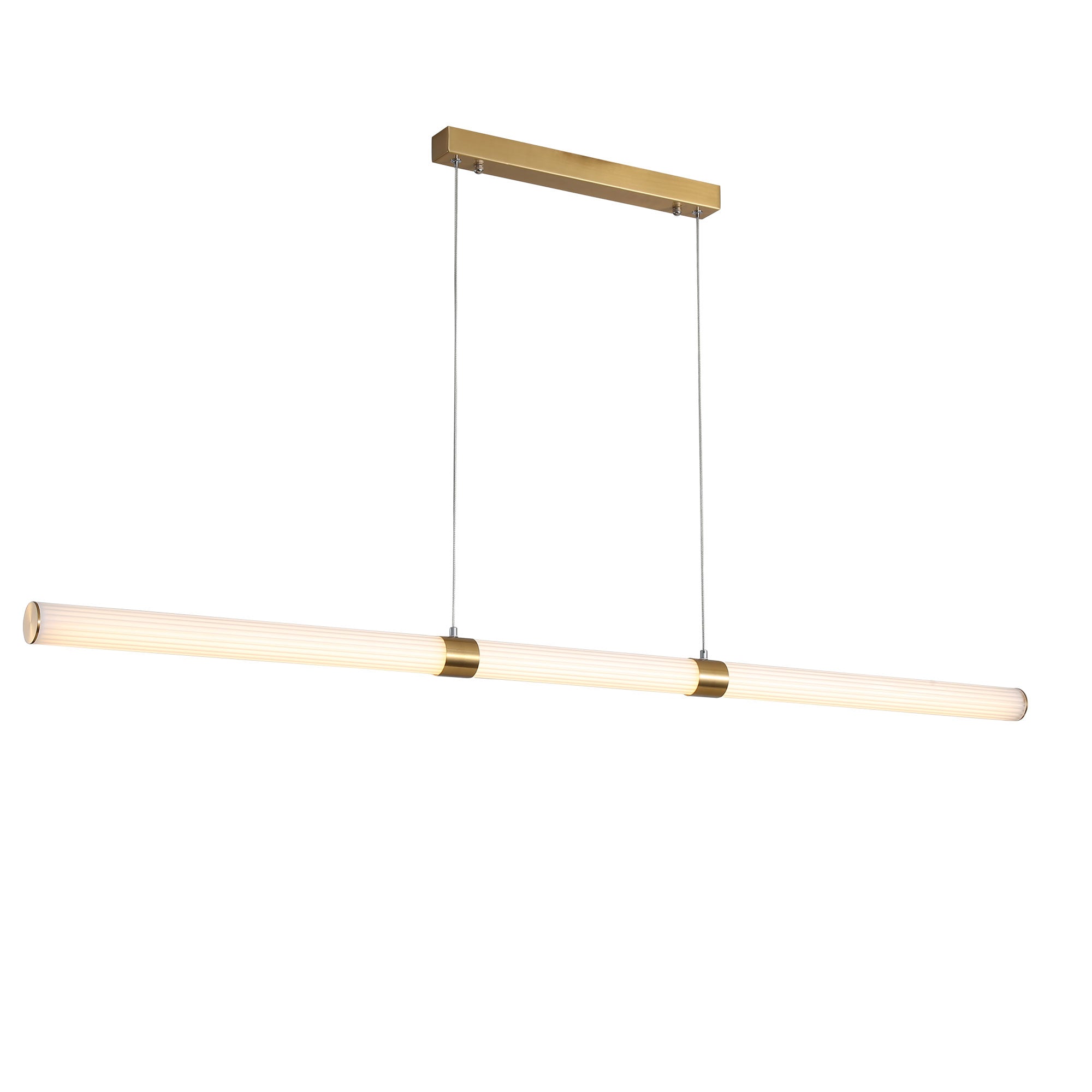 Maxwell Satin Brass & Opal Ribbed Acrylic 30W CCT Linear LED Pendant