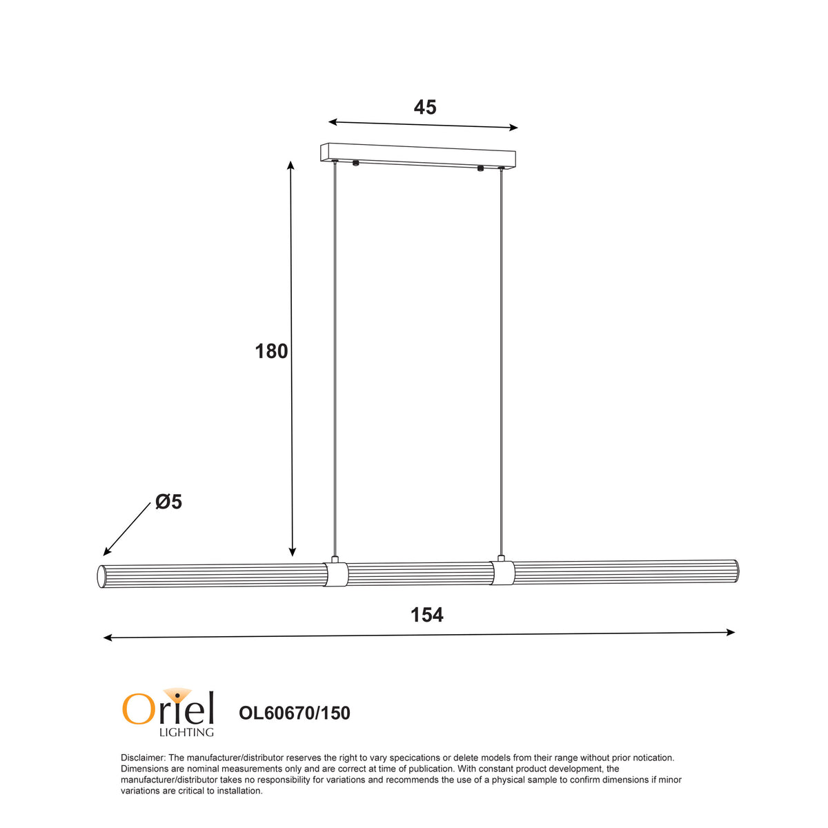 Maxwell Bronze & Opal Ribbed Acrylic 30W CCT Linear LED Pendant