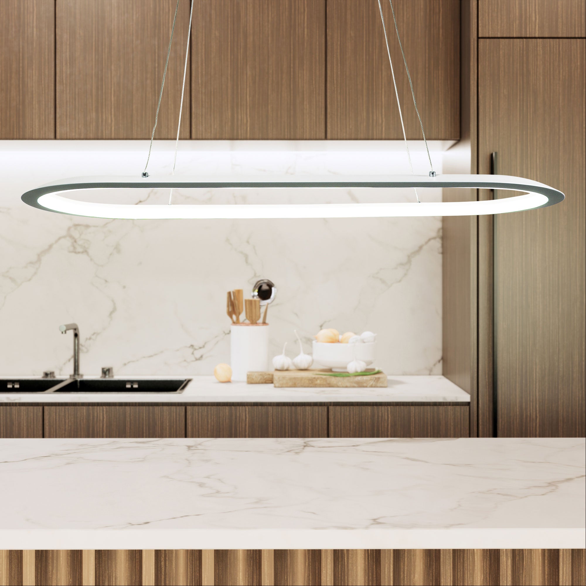 Ovale White 38W CCT LED Pendant