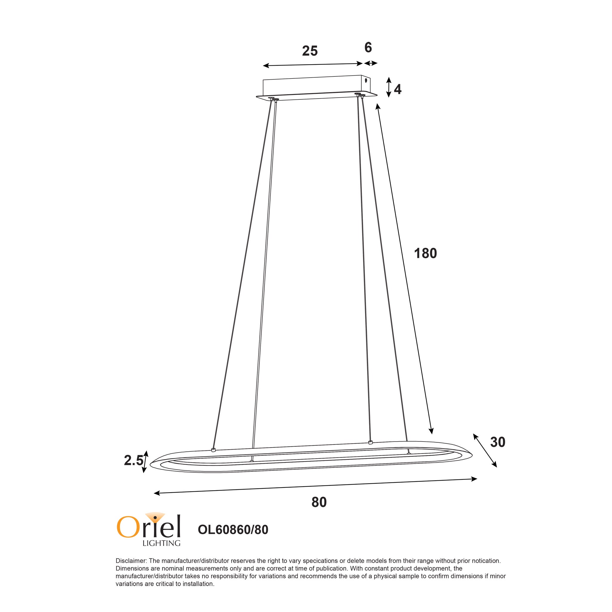 Ovale Black 38W CCT LED Pendant
