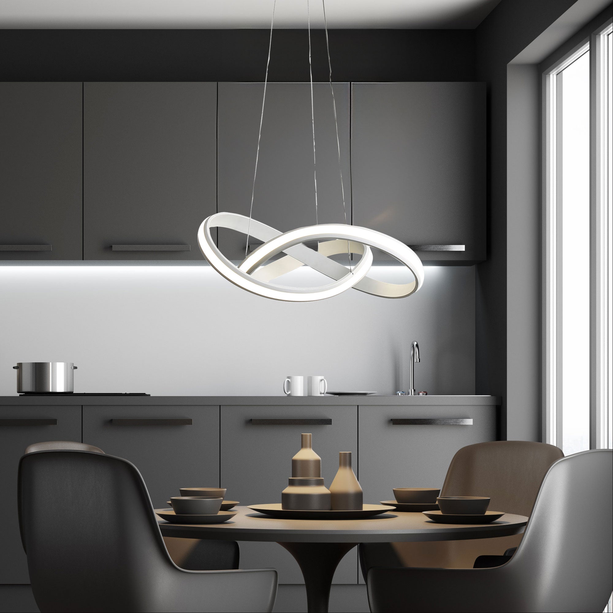 Spira White 45W CCT Knotted LED Pendant