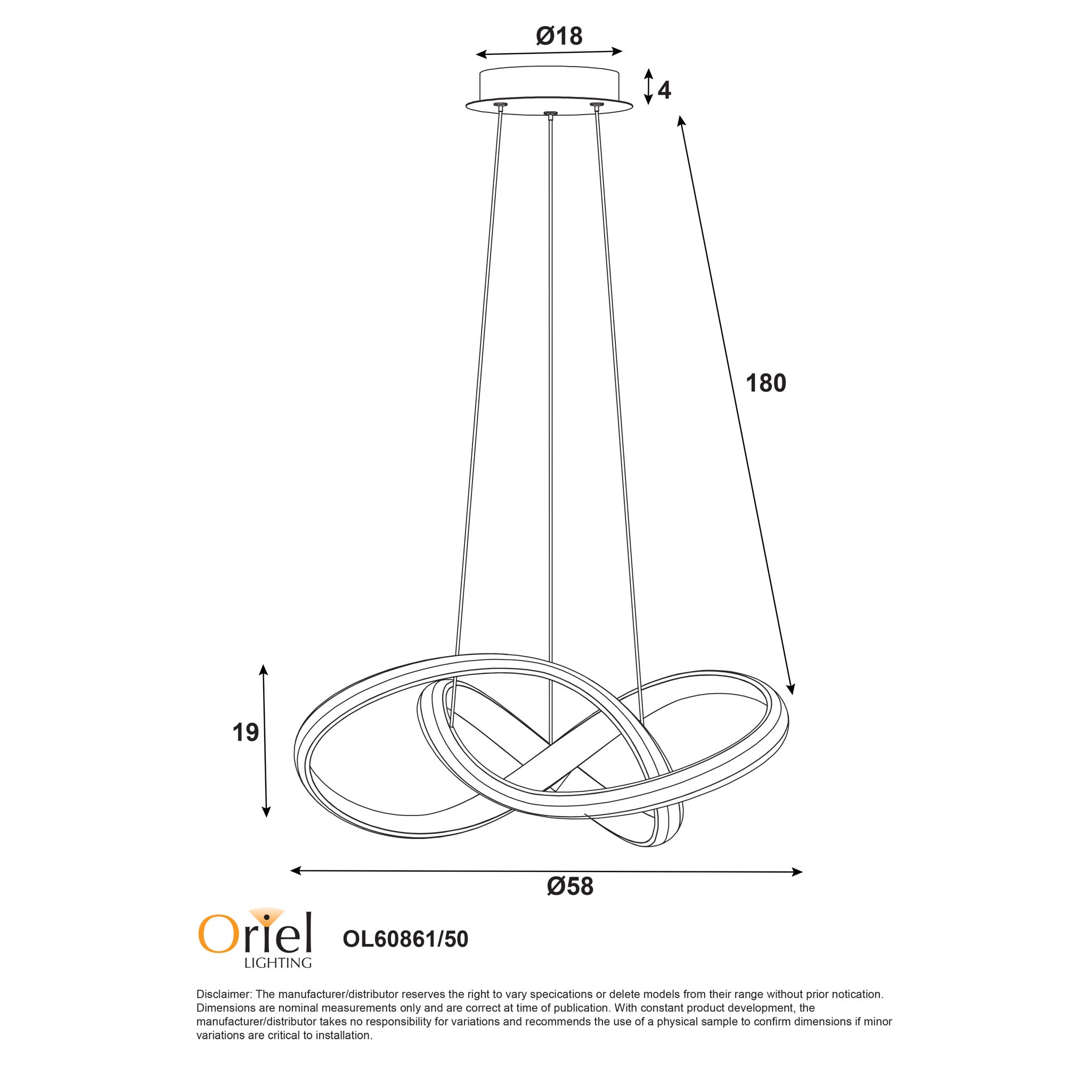 Spira White 45W CCT Knotted LED Pendant