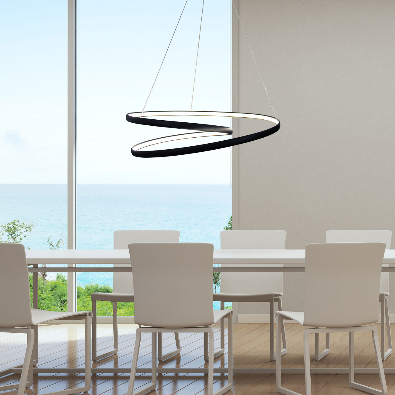 Infinity Black 50W 4000K Modern LED Spiral Pendant