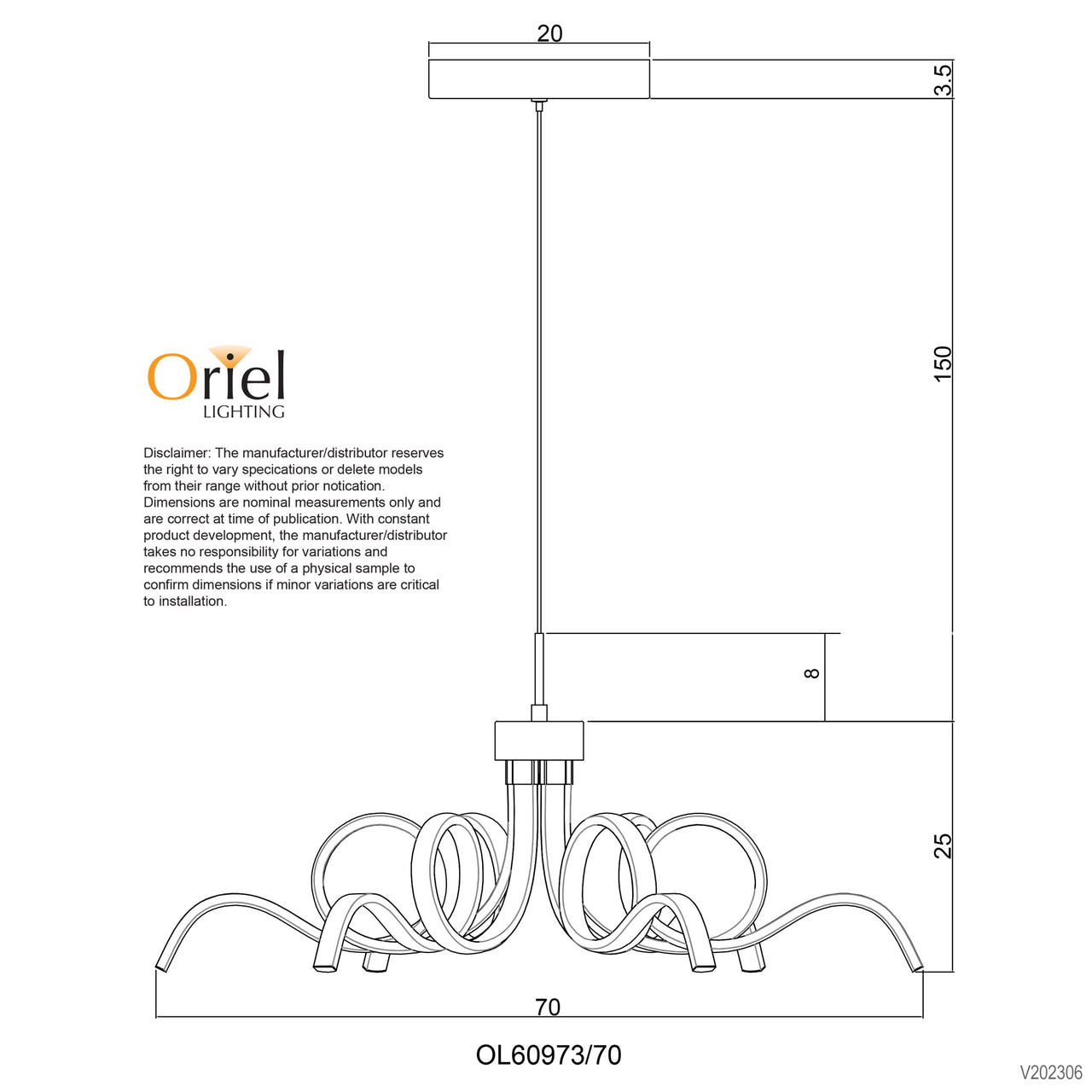 Noodle.70 Black 42W CCT LED Pendant