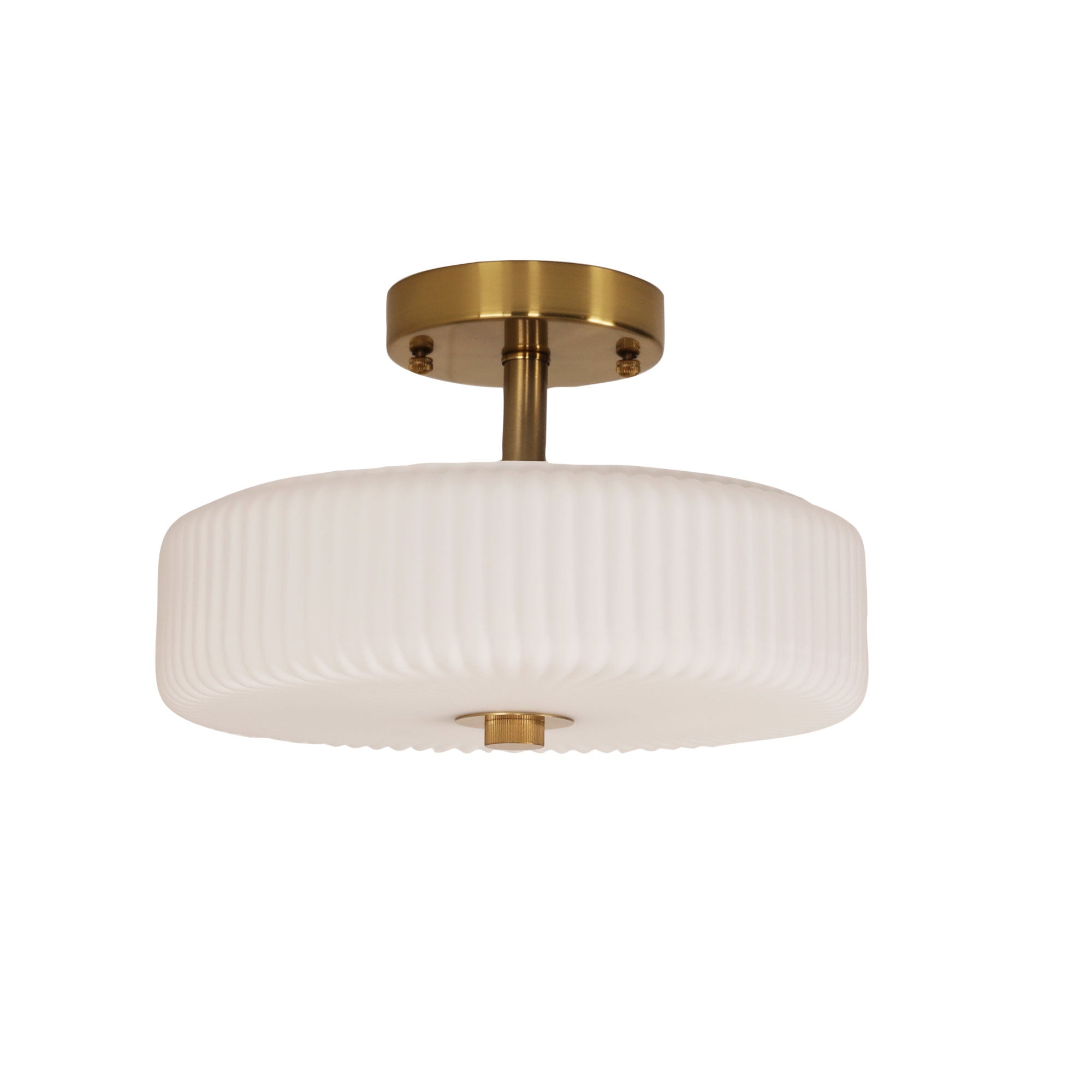 Worth Satin Brass Ribbed Glass Ctc Pendant