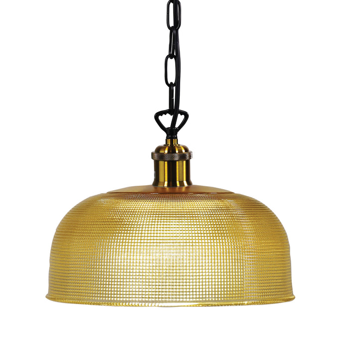 Maison 27 Retro Halophane Amber Glass Pendant