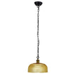 Maison 27 Black, Antique Brass & Amber Halophane Glass Retro Pendant