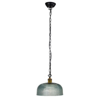 Thumbnail for Maison.27 Black, Antique Brass & Blue Halophane Glass Retro Pendant