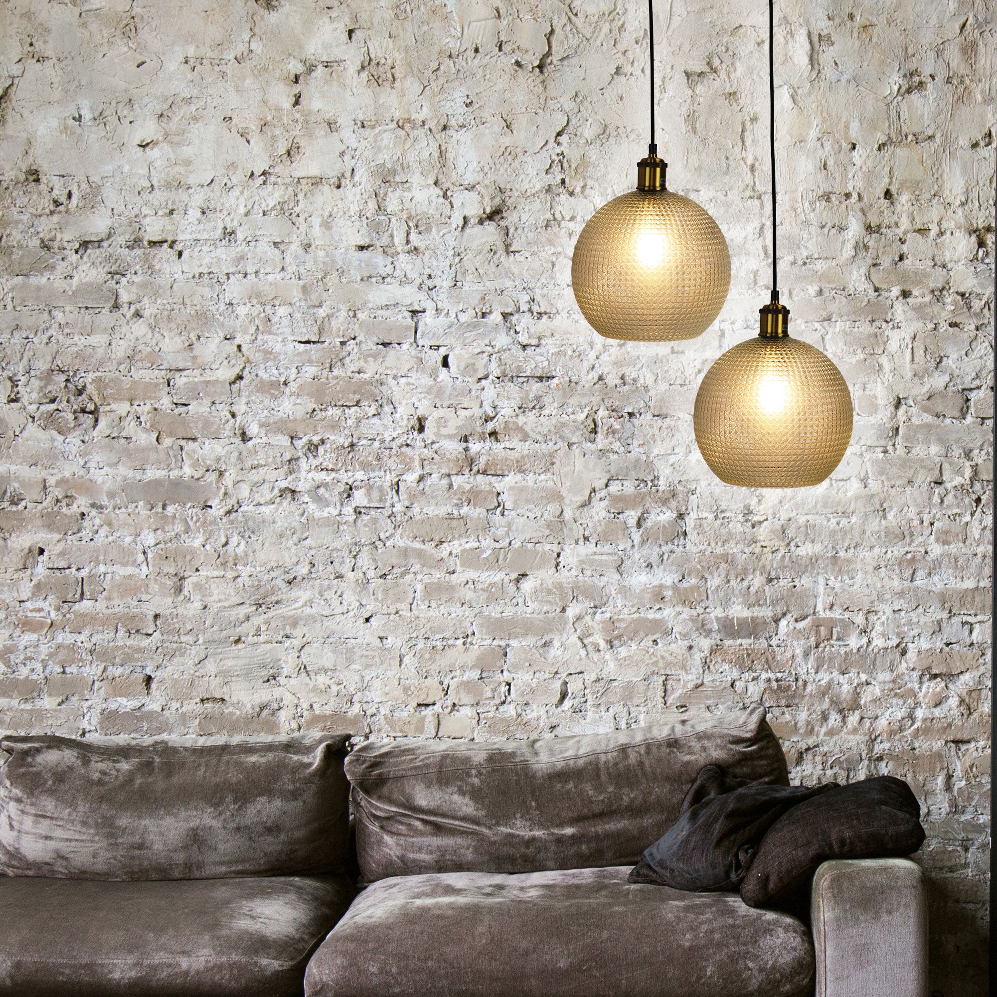 Raffy Antique Brass & Clear Glass Retro Style Pendant