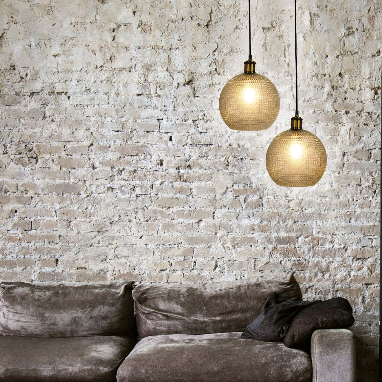 Raffy Antique Brass & Clear Glass Retro Style Pendant