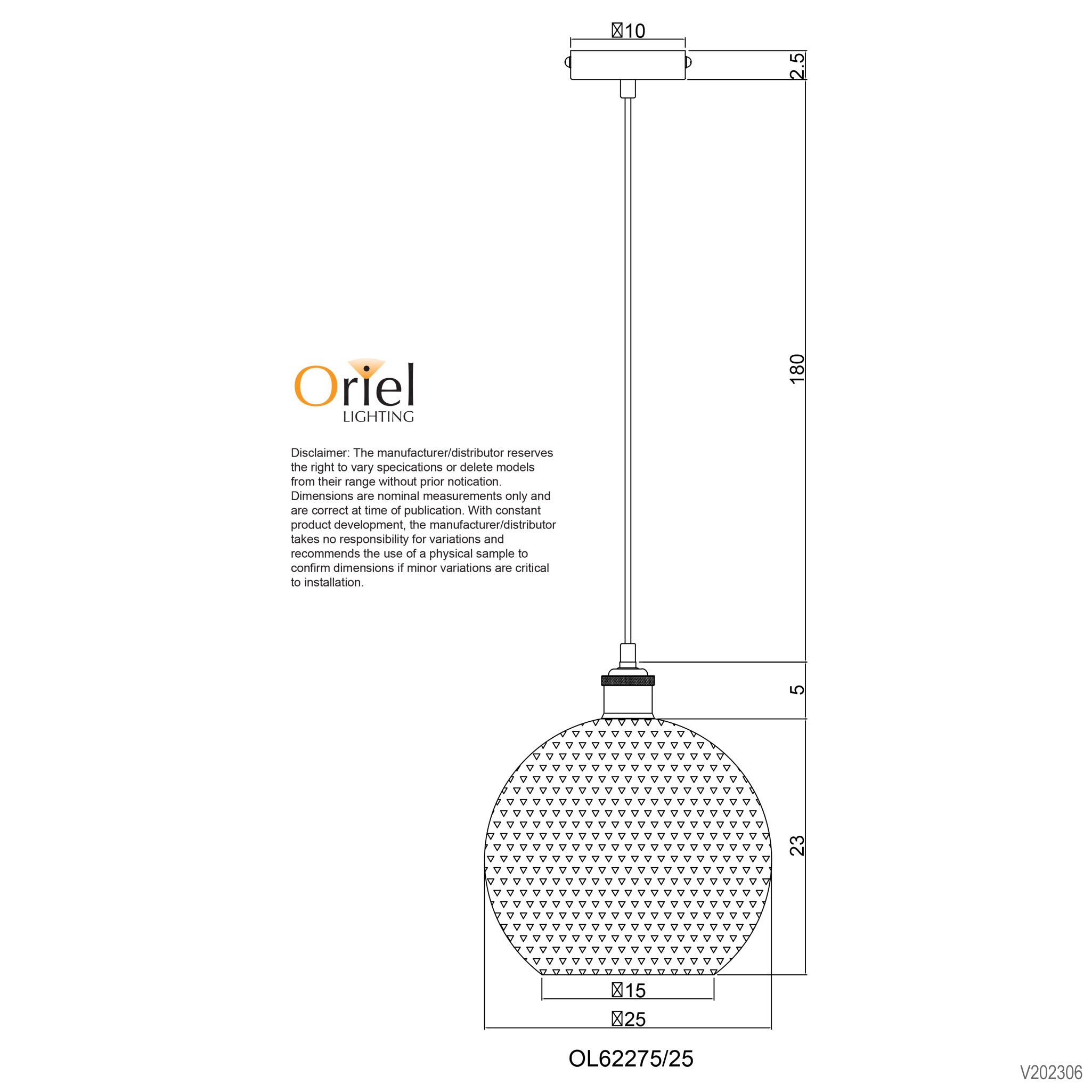 Raffy Antique Brass & Clear Glass Retro Style Pendant