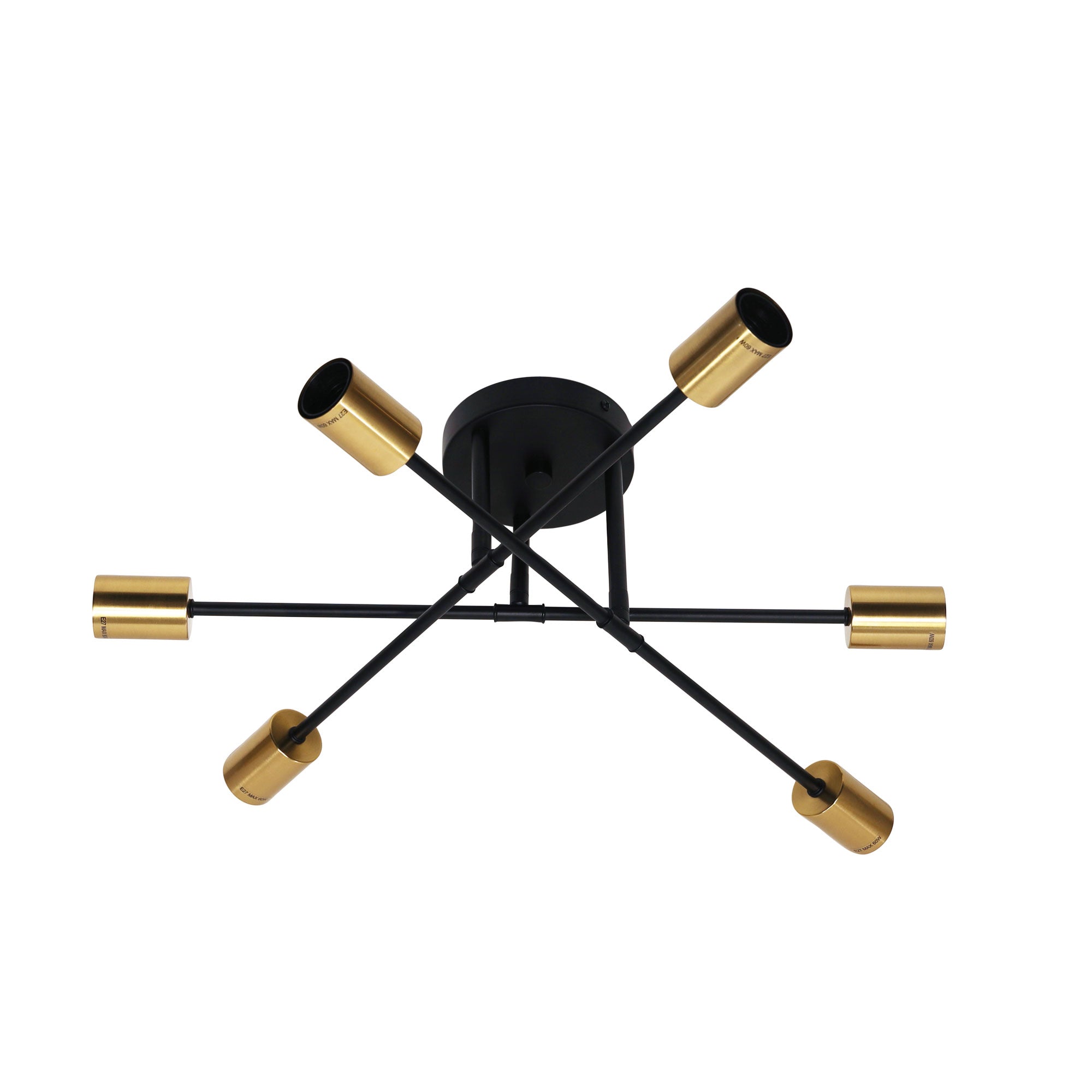 Muna 6 Black + Satin Brass 6 Light Close-to-ceiling