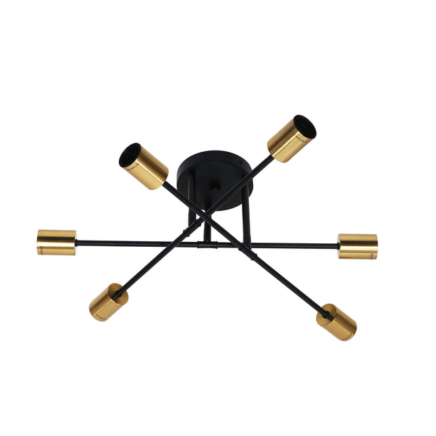Muna 6 Black + Satin Brass 6 Light Close-to-ceiling
