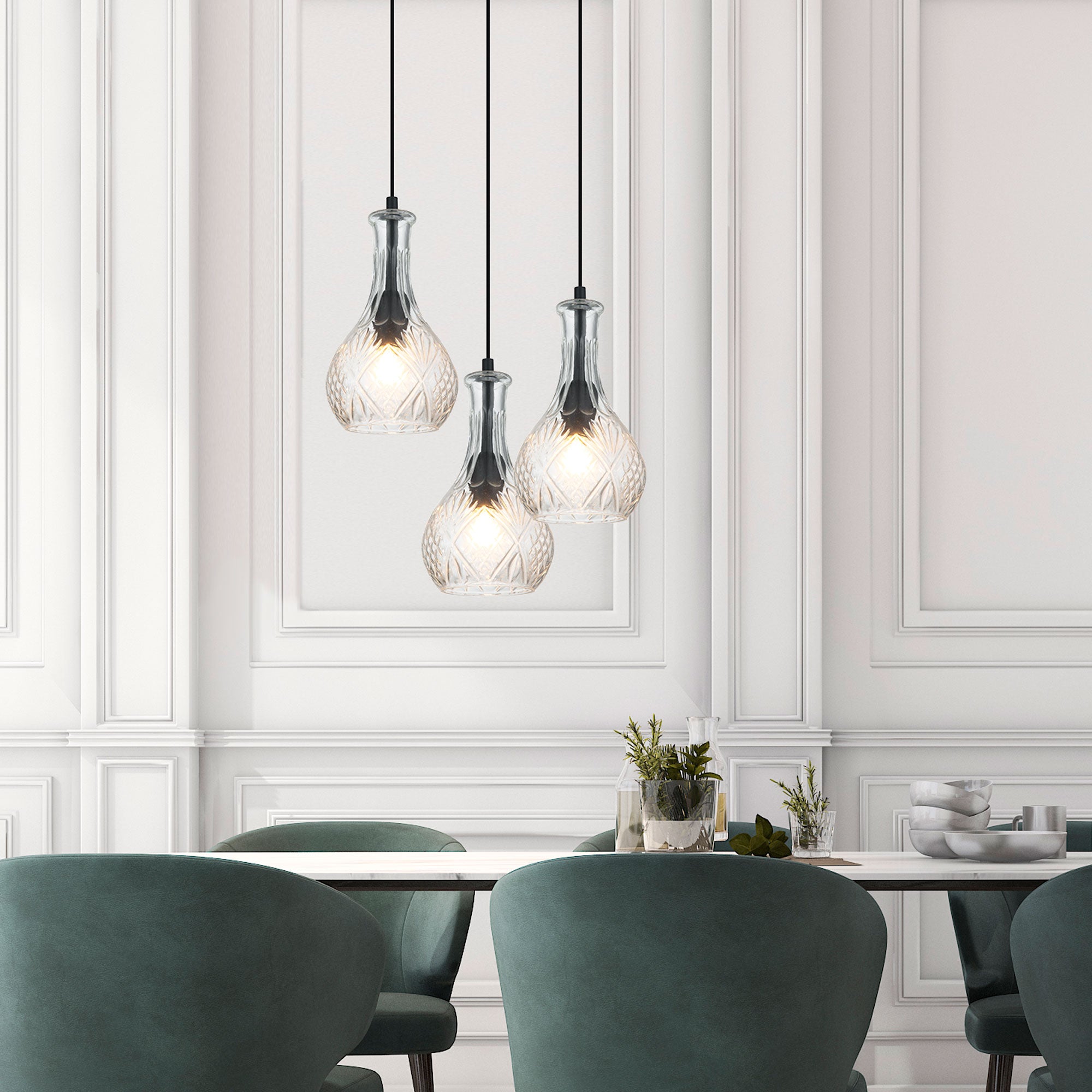Decant.1 Clear Cut-Glass Retro Vintage Pendant