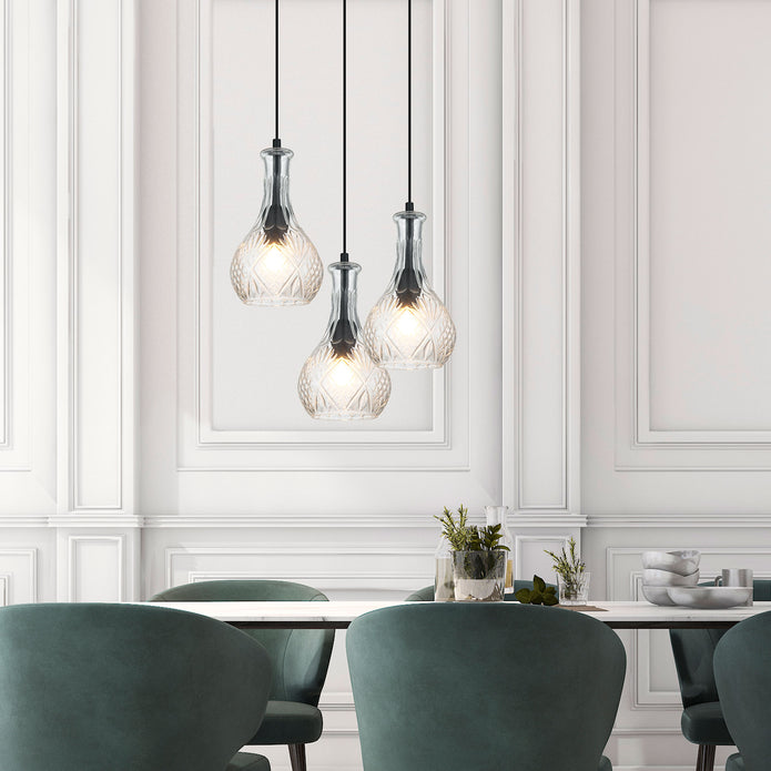 Decant 1 Clear Cut-Glass Retro Vintage Pendant