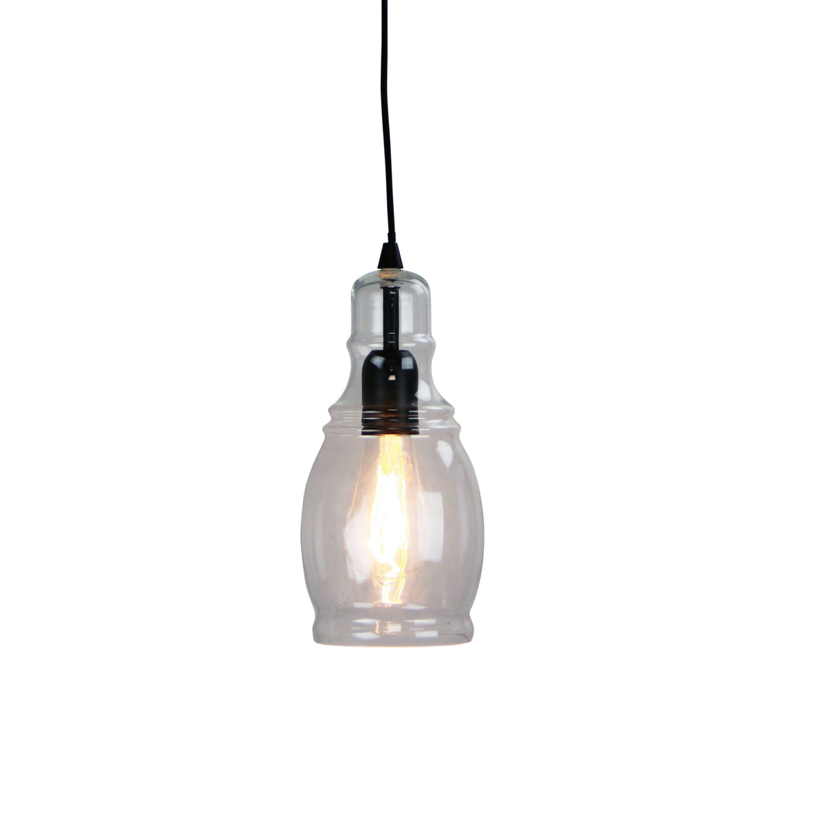 Auburn 1 Black & Clear Glass Single Pendant
