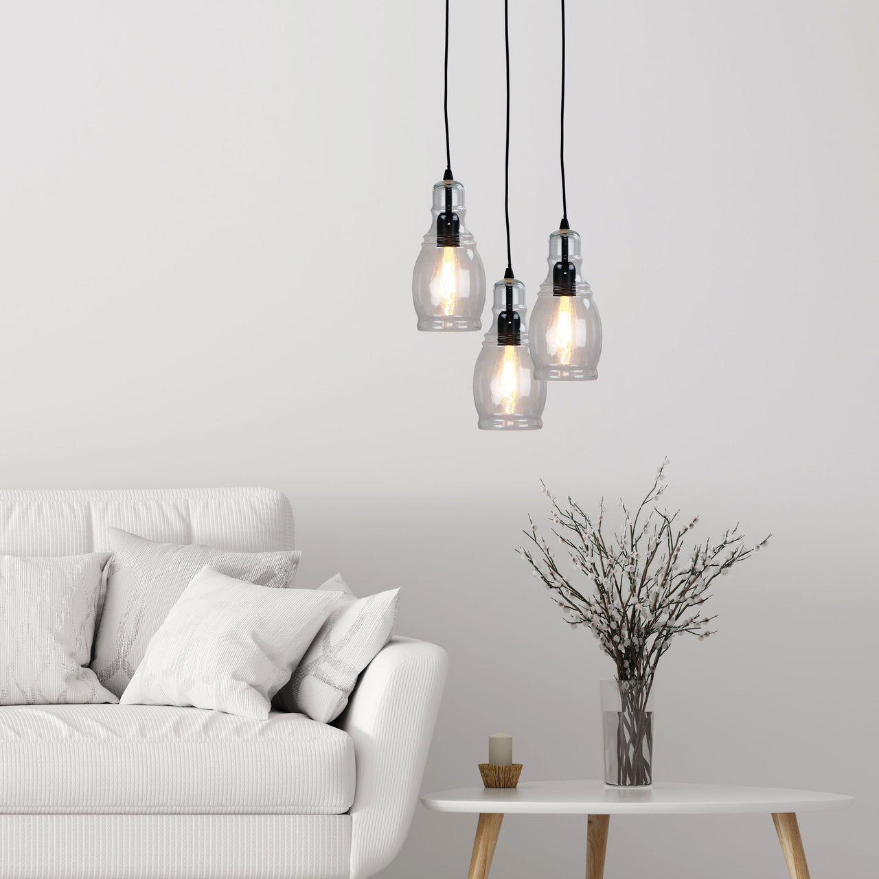 Auburn.1 Black & Clear Glass Single Pendant