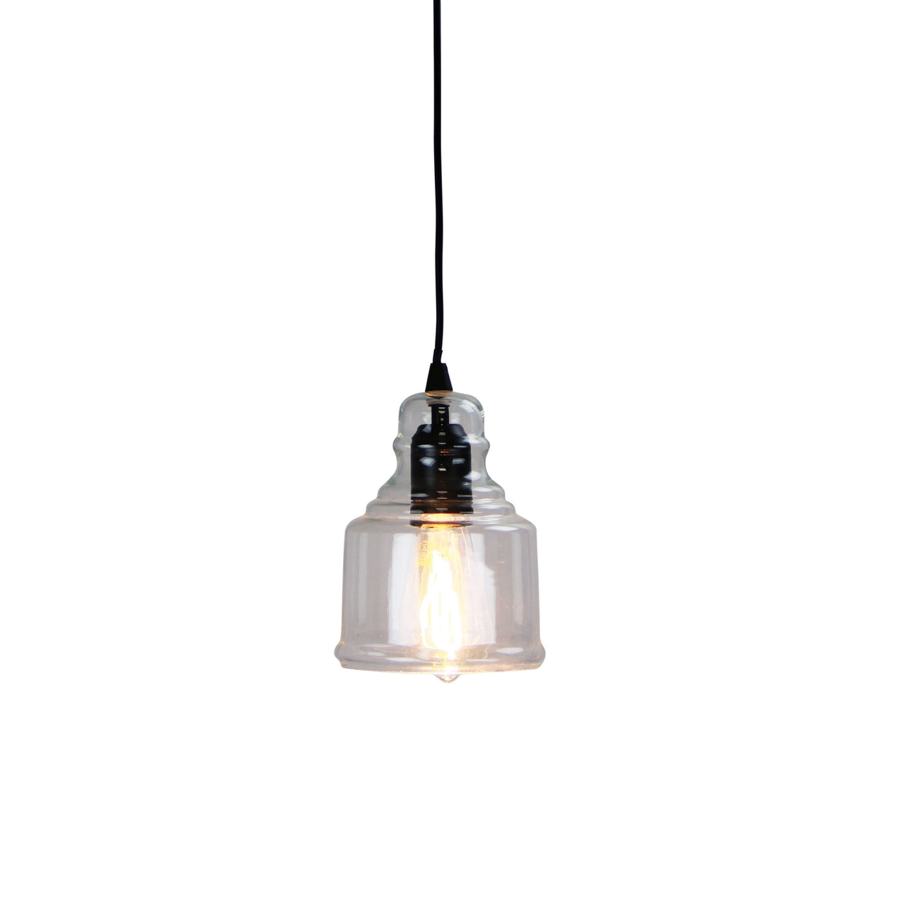 Auburn.2 Black & Clear Glass Single Pendant