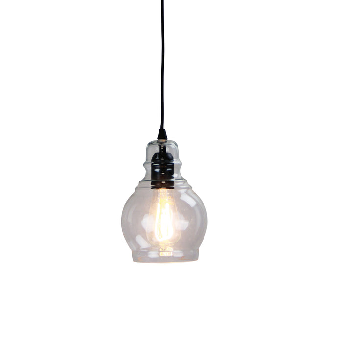 Auburn 3 Black & Clear Glass Single Pendant