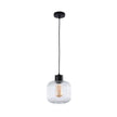 Miller 200 Black & Clear Ribbed Glass Pendant