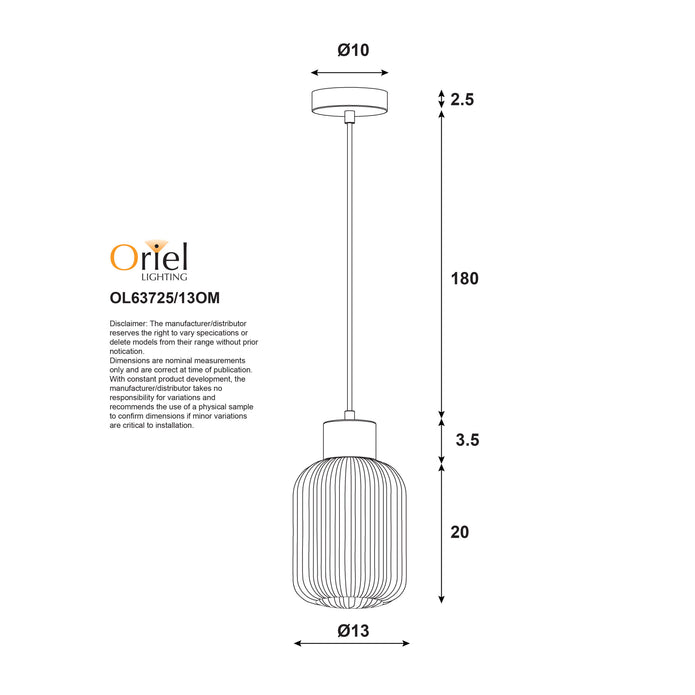 Bolli 130 Real Timber & Opal Glass Pendant