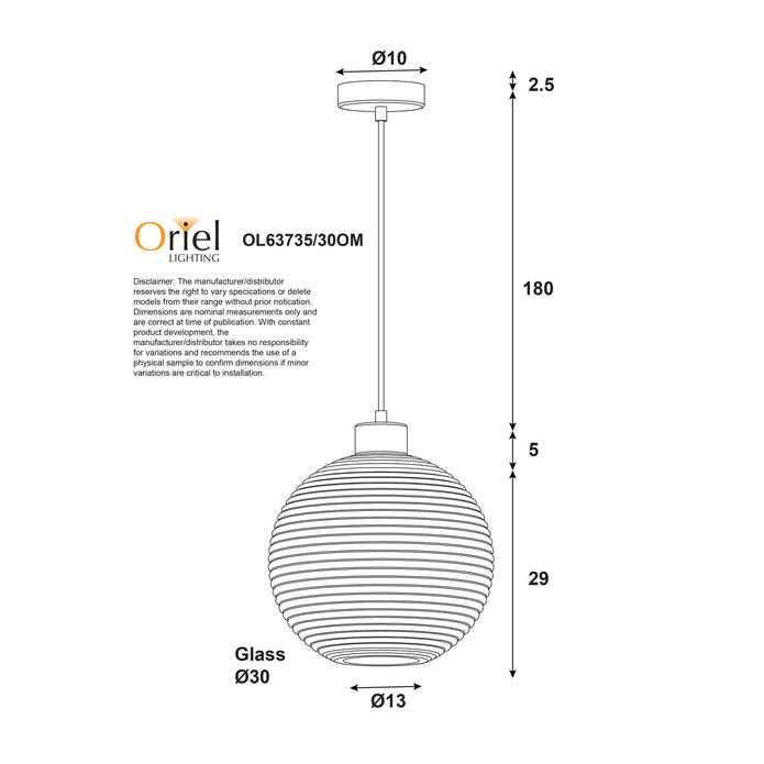 Twillo 30 Timber & Opal Glass Pendant