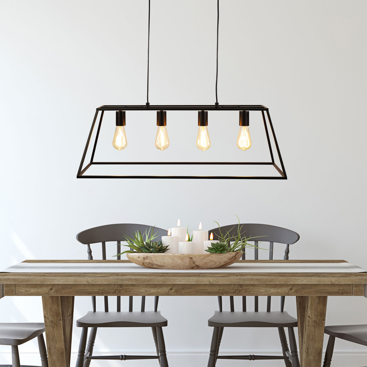 Wainscott.4 Black 4 Light Hamptons Style Classic Pendant