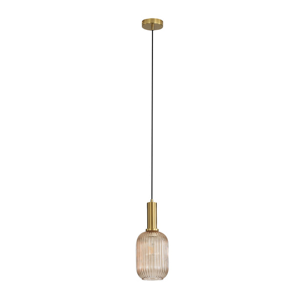 Luxe 130 Amber Ribbed Glass Pendant Light