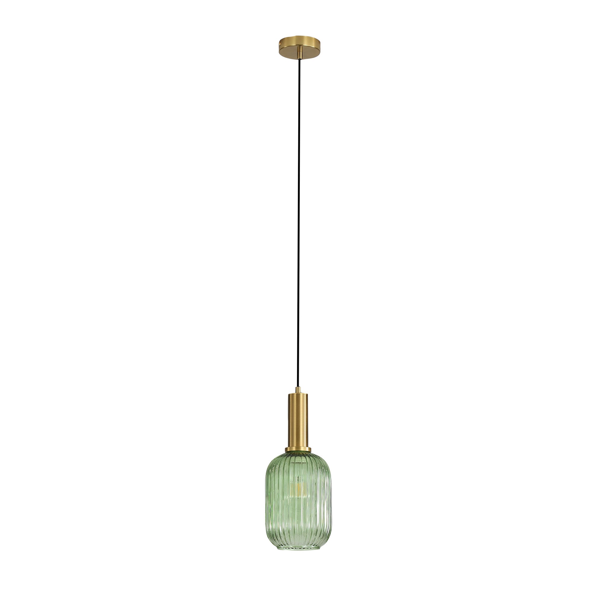 Luxe.130 Green Ribbed Glass Pendant Light